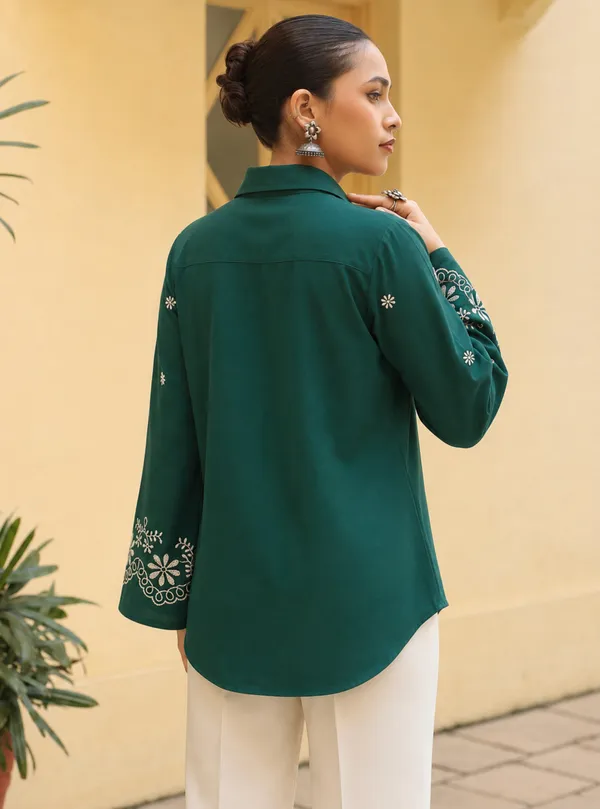 Green_Floral_Embellished_Shirt_for_Women