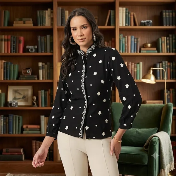 Black_Floral_Print_Regular_Fit_Shirt_for_Women