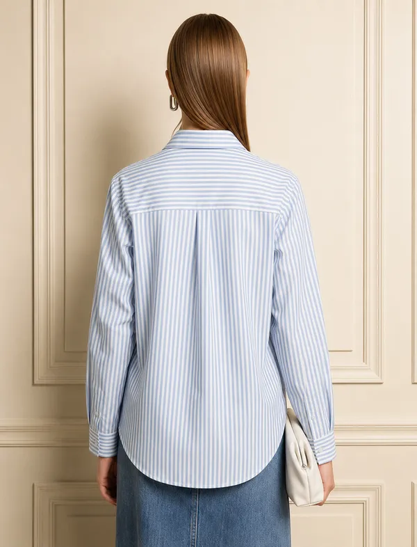 Blue_And_White_Striped_Regular_Fit_Shirt_For_Women