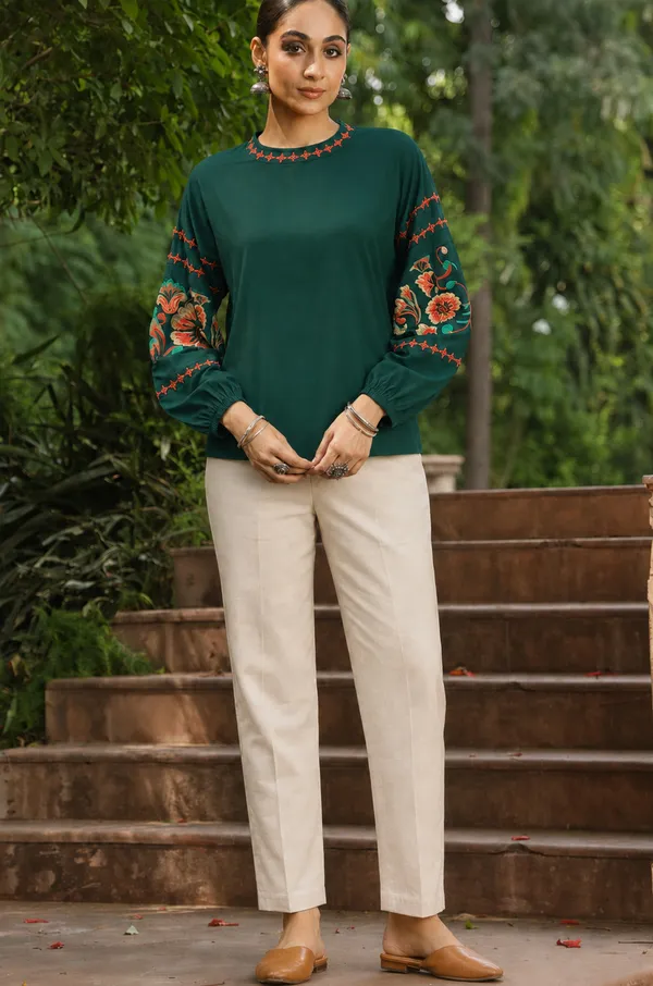 Green_Embroidered_Relaxed_Fit_Top_for_Women