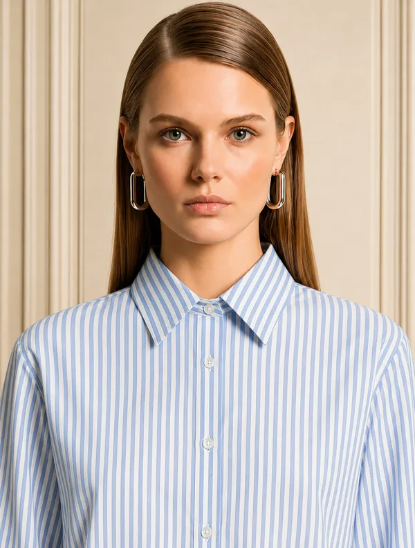 Blue_And_White_Striped_Regular_Fit_Shirt_For_Women