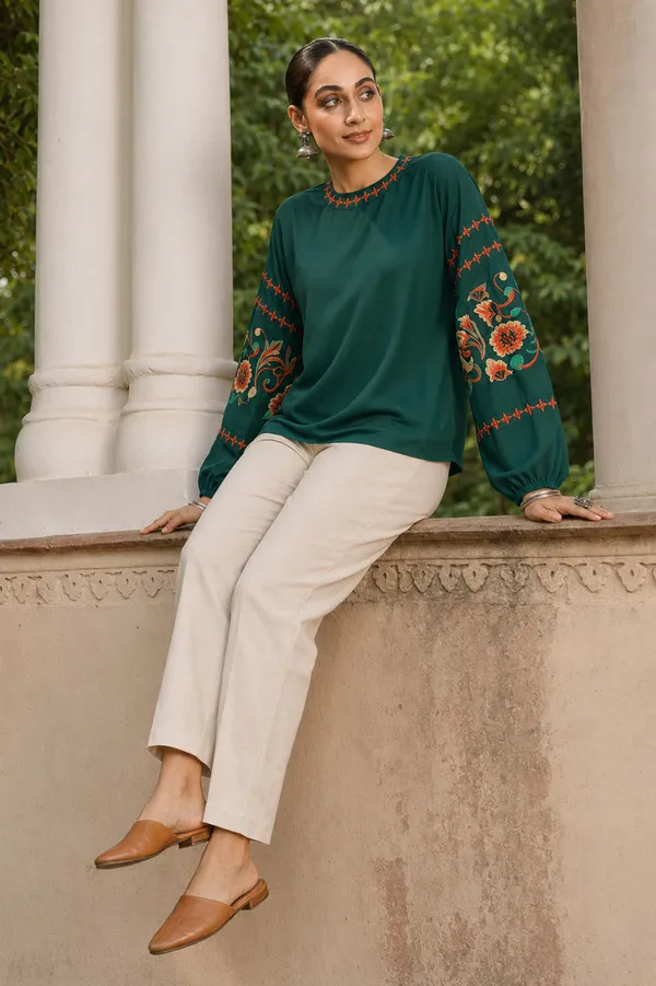 Green_Embroidered_Relaxed_Fit_Top_for_Women