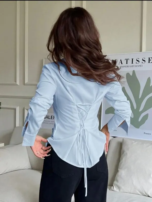 Light_Blue_Slim_Fit_Button_Down_Shirt_for_Women