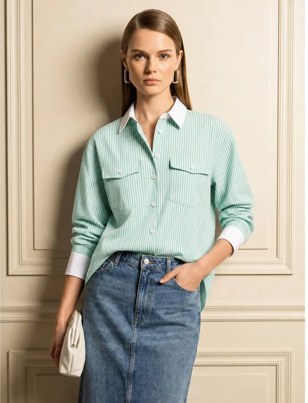 Mint_Green_Striped_Shirt_for_Women