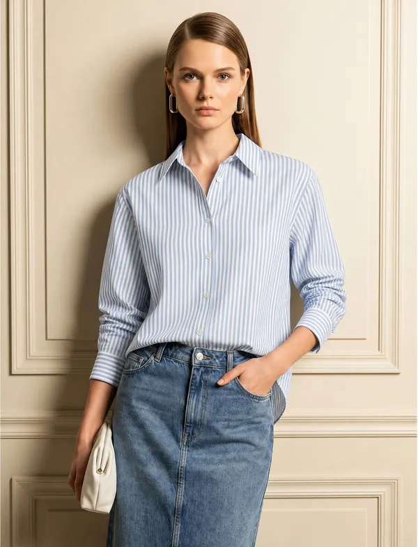 Blue_And_White_Striped_Regular_Fit_Shirt_For_Women