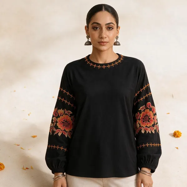 Black_Embroidered_Regular_Fit_Top_for_Women
