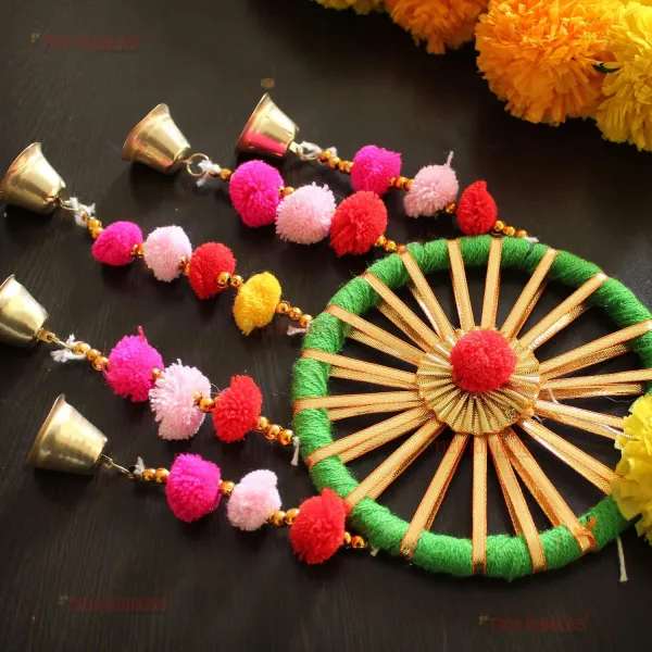 Set_Of_4_Artificial_Marigold_Flowers_Garland_Wall_Door_Hanging_Toran_With_Bells