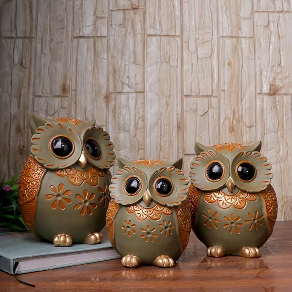 Handcrafted_Brown_Green_Owl_Figurine_Set_With_Three_Different_Sizes