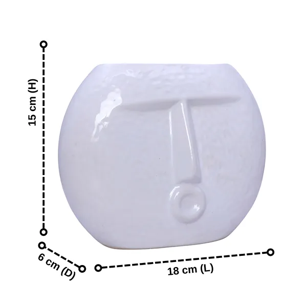 Round_Abstract_Face_Vase_White_Polyresin_15_Cm_Tall