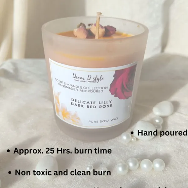 Hand_Made_Frosted_Jar_Candle_With_Delicate_Lilly_Dark_Red_Rose_Aroma_Candle