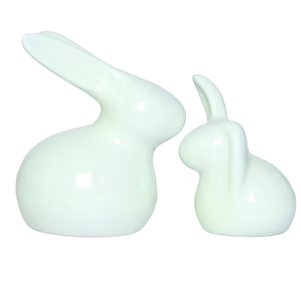 Rabbit_Showpiece_Set_Of_2_For_Home_Decor_Light_Green_Polyresin_5_5_Inch