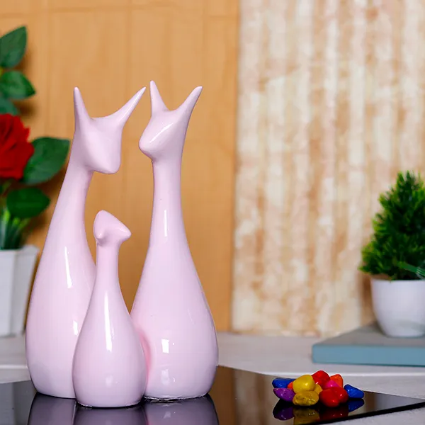 Lucky_Deer_Family_Showpiece_For_Home_Decor_Set_Of_3_Pink_Polyresin_10_Inch