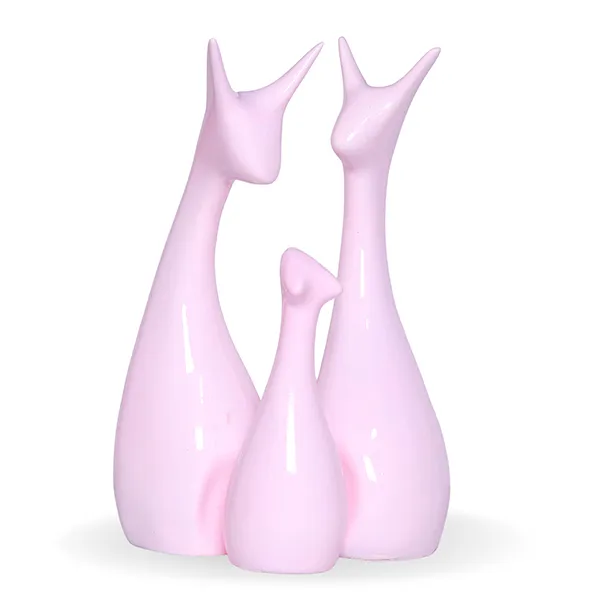 Lucky_Deer_Family_Showpiece_For_Home_Decor_Set_Of_3_Pink_Polyresin_10_Inch