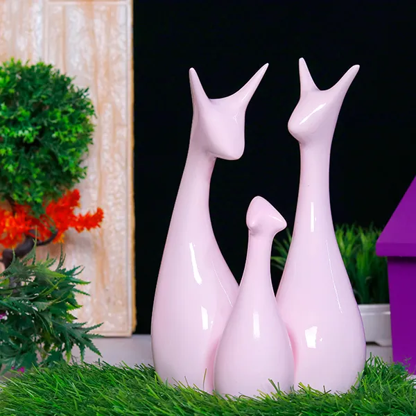 Lucky_Deer_Family_Showpiece_For_Home_Decor_Set_Of_3_Pink_Polyresin_10_Inch