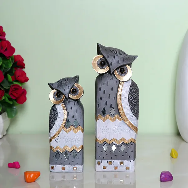 Decorative_Golden_Owl_Figurine_Set_Handcrafted_Showpiece_Large_19cm_H_X_6cm_L_X_4cm_D_Small_14cm_H_X_5cm_L_X_4cm_D