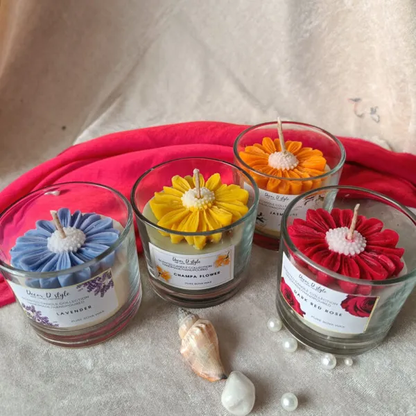 Daisy_Flower_Candle_Combo_Of_4_Aroma_Lavender_Champa_Jasmine_Rose_Candle