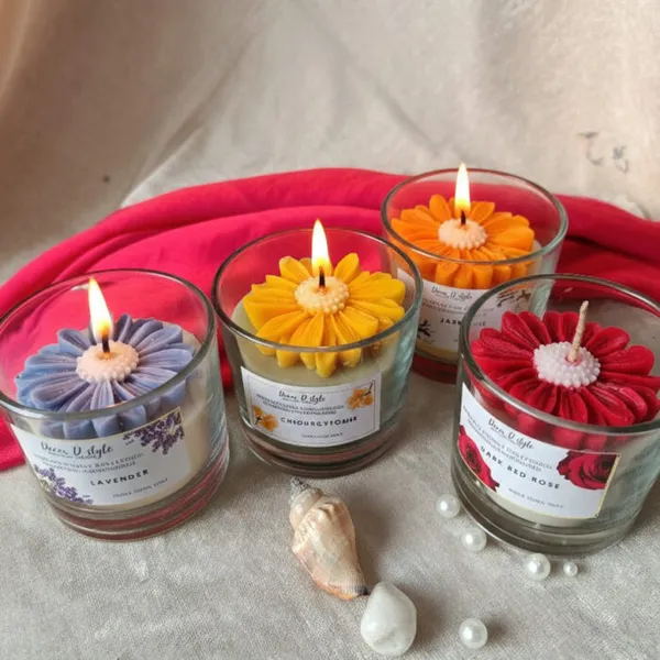 Daisy_Flower_Candle_Combo_Of_4_Aroma_Lavender_Champa_Jasmine_Rose_Candle