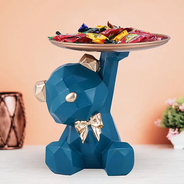 Geometric_Blue_Bear_Candy_Tray_6_Inch_Resin_Decor_Organizer_With_Gold_Accents