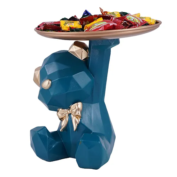 Geometric_Blue_Bear_Candy_Tray_6_Inch_Resin_Decor_Organizer_With_Gold_Accents