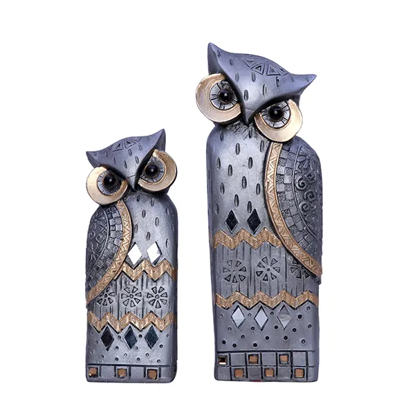 Decorative_Golden_Owl_Figurine_Set_Handcrafted_Showpiece_Large_19cm_H_X_6cm_L_X_4cm_D_Small_14cm_H_X_5cm_L_X_4cm_D