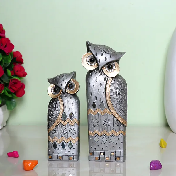 Decorative_Golden_Owl_Figurine_Set_Handcrafted_Showpiece_Large_19cm_H_X_6cm_L_X_4cm_D_Small_14cm_H_X_5cm_L_X_4cm_D