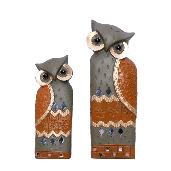 Decorative_Golden_Owl_Figurine_Set_Handcrafted_Showpiece_Large_19cm_H_X_6cm_L_X_4cm_D_Small_14cm_H_X_5cm_L_X_4cm_D