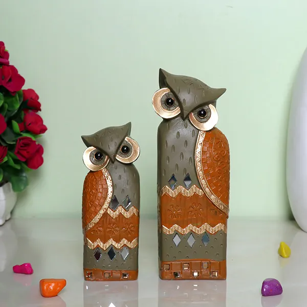 Decorative_Golden_Owl_Figurine_Set_Handcrafted_Showpiece_Large_19cm_H_X_6cm_L_X_4cm_D_Small_14cm_H_X_5cm_L_X_4cm_D