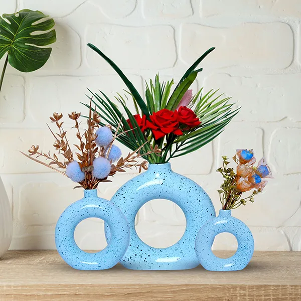 Donut_Shaped_Flower_Vases_For_Home_Decor_Set_Of_3_Sky_Blue_Polyresin_8_Inch