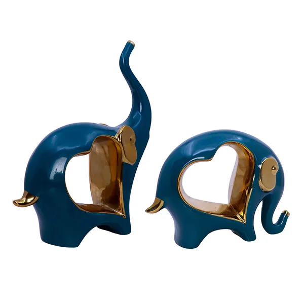 Blue_Gold_Polyresin_Elephant_Figurines_Set_Of_2_H_21_12_5_Cm