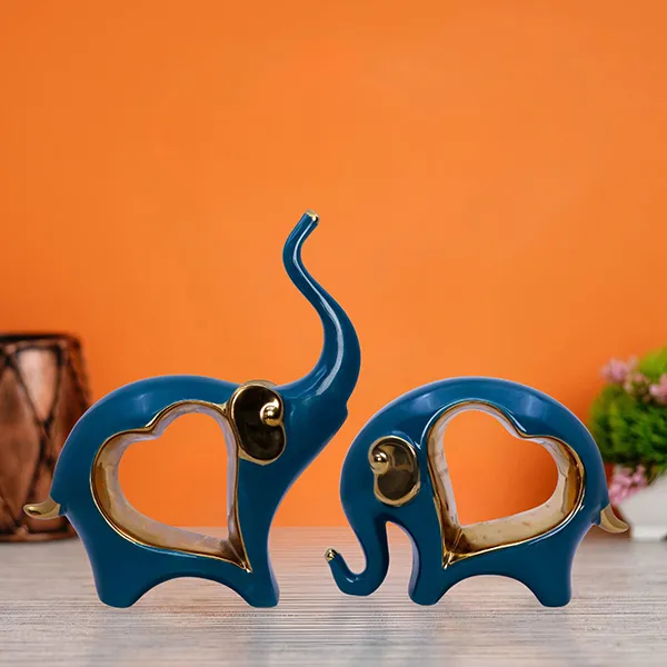 Blue_Gold_Polyresin_Elephant_Figurines_Set_Of_2_H_21_12_5_Cm