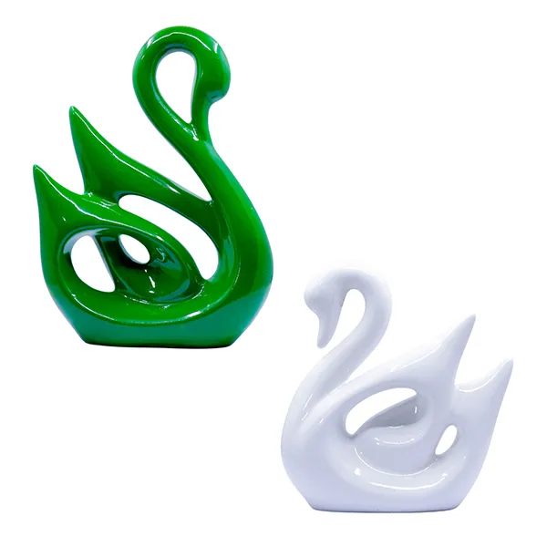 Lucky_Swan_Couple_Showpiece_For_Home_Decor_Green_White_Polyresin_10_Inch