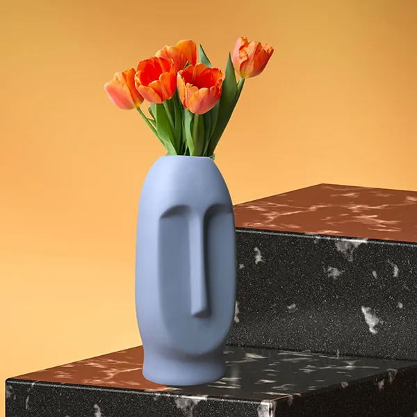 Human_Face_Flower_Vases_For_Home_Decor_Grey_Polyresin_9_5_Inch