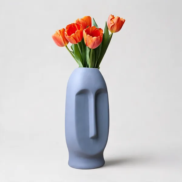 Polyresin_Artistic_Grey_Human_Face_Flower_Vase