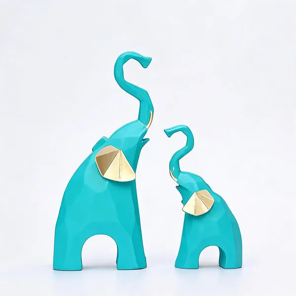 Polyresin_Decorative_Blue_Elephant_Showpiece_Set_Of_2