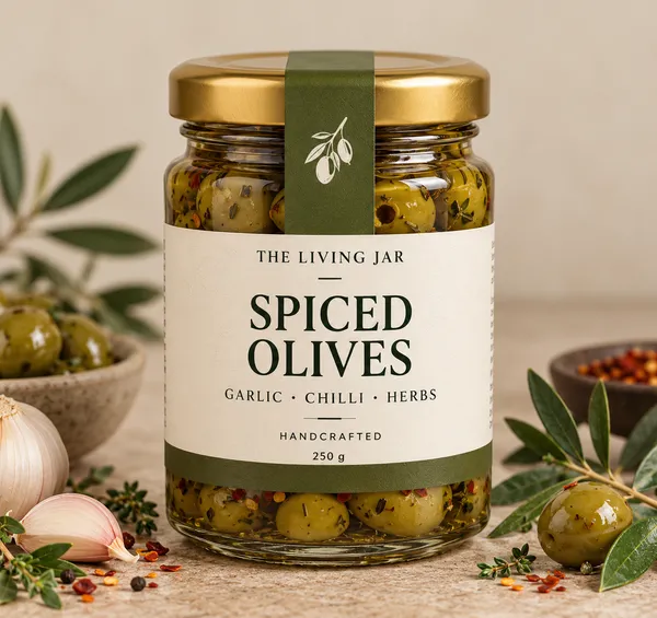 The_Living_Jar_Spiced_Olives_Garlic_Chilli_Herbs