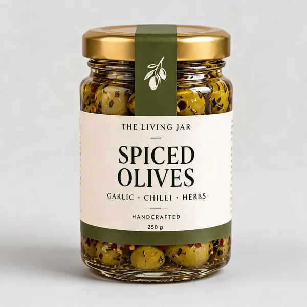 The_Living_Jar_Spiced_Olives_With_Garlic_Chilli_Herbs