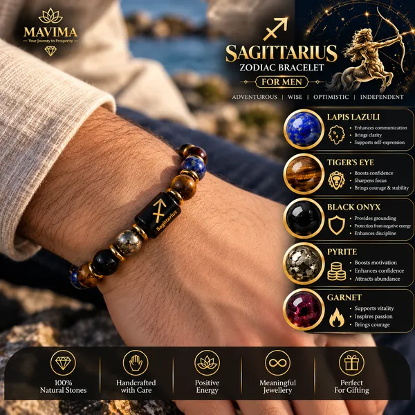 Multicolor_Stone_Bead_Sagittarius_Zodiac_Bracelet_For_Men