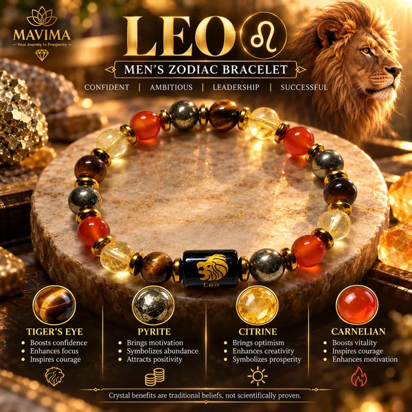 Multicolor_Stone_Bead_Leo_Zodiac_Bracelet_For_Men