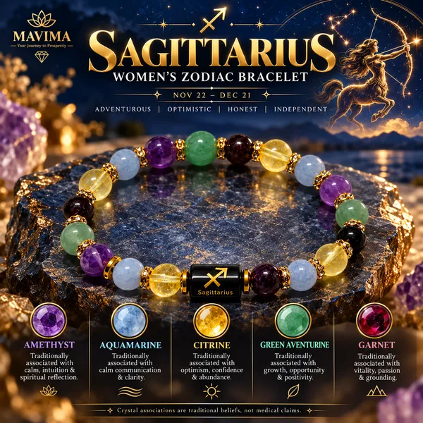 Multicolor_Stone_Bead_Sagittarius_Zodiac_Bracelet_For_Women