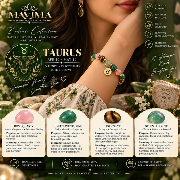 Mavima_Multicolor_Stone_Beads_Taurus_Zodiac_Bracelet_For_Women