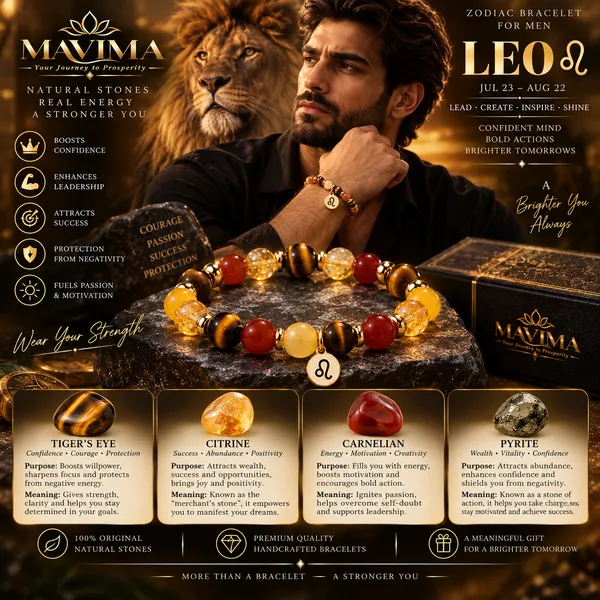 Multicolor_Stone_Bead_Leo_Zodiac_Bracelet_For_Men