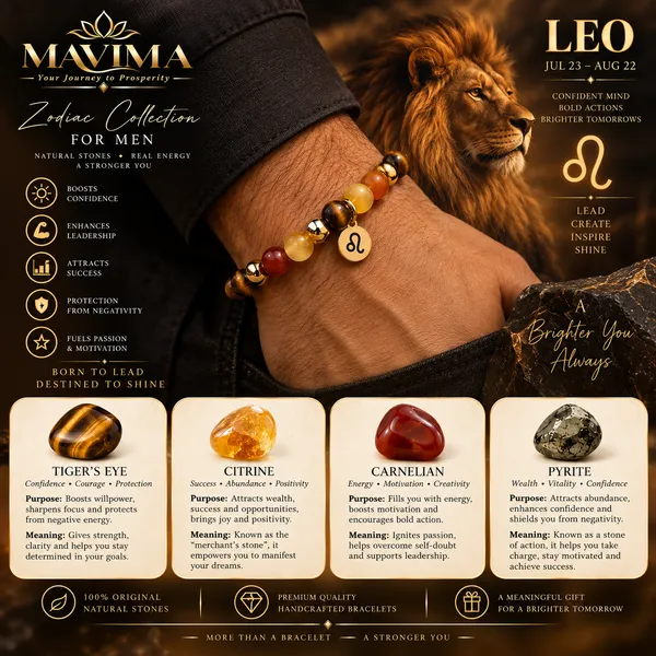 Multicolor_Stone_Bead_Leo_Zodiac_Bracelet_For_Men