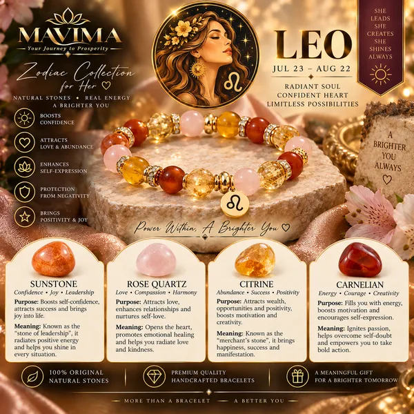 Multicolor_Stone_Bead_Leo_Zodiac_Bracelet_For_Women