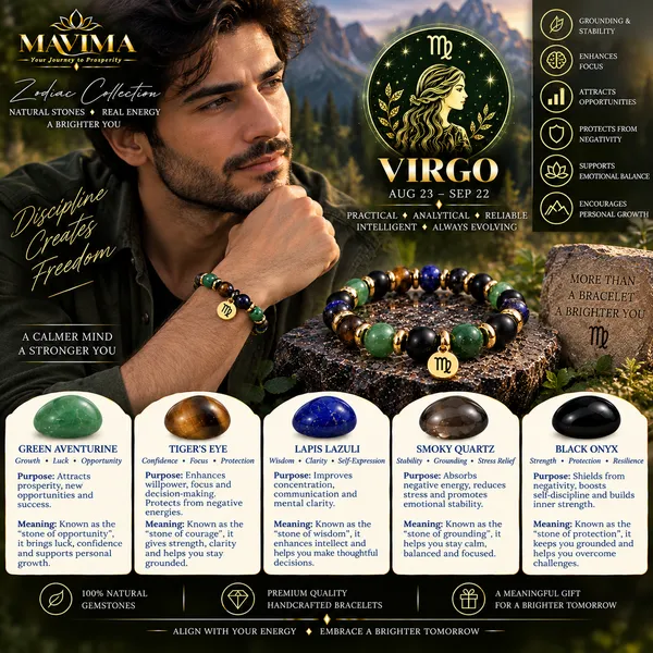 Multicolor_Stone_Bead_Virgo_Zodiac_Bracelet_For_Men