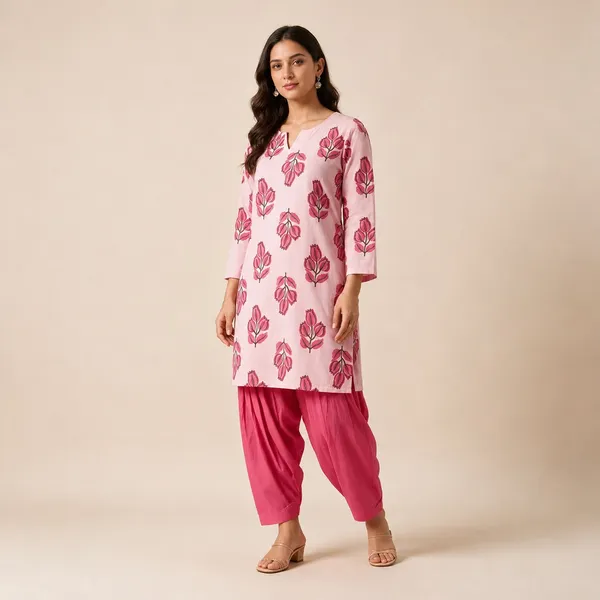 Pink_Floral_Cotton_Straight_Kurta_Cord_Set_For_Women_&_Girls