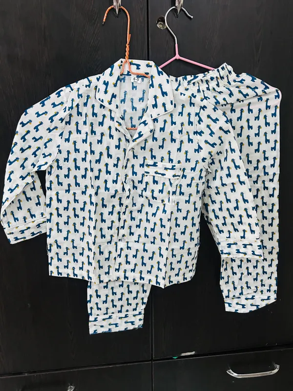 White_Printed_Cotton_Pyjama_Set_for_Boys_&_Girls