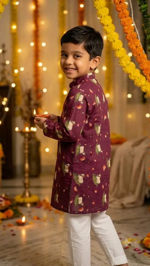 Wine/_Maroon_pichwai_Printed_Kurta_For_Boys