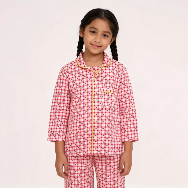 Pink_Checkered_Cotton_Pyjama_Set_For_Boys_&_Girls