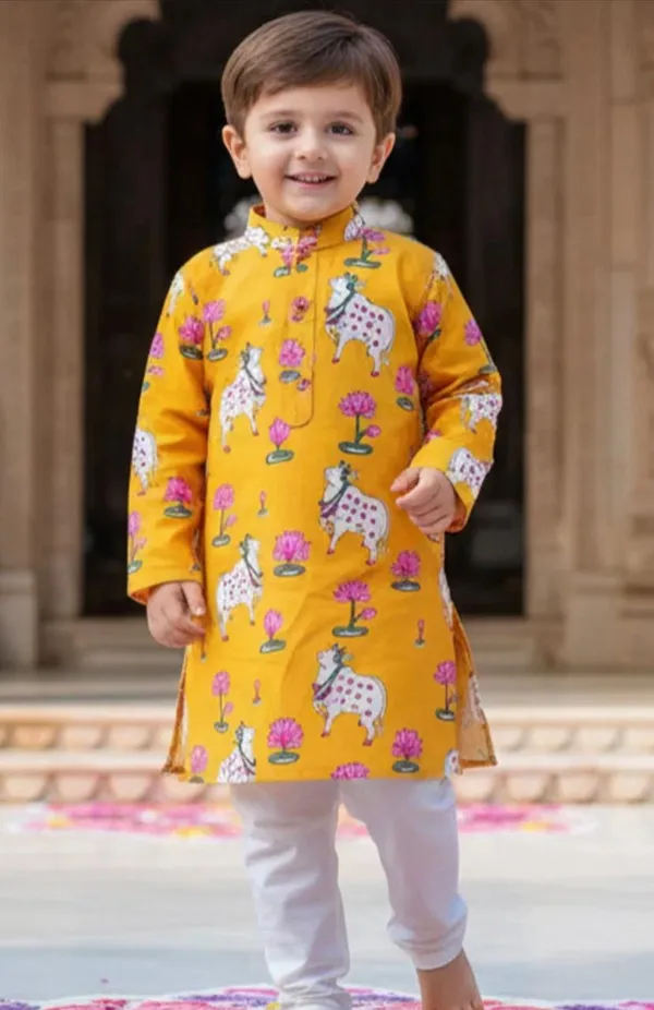 Yellow_Printed_Straight_Kurta_for_Boys