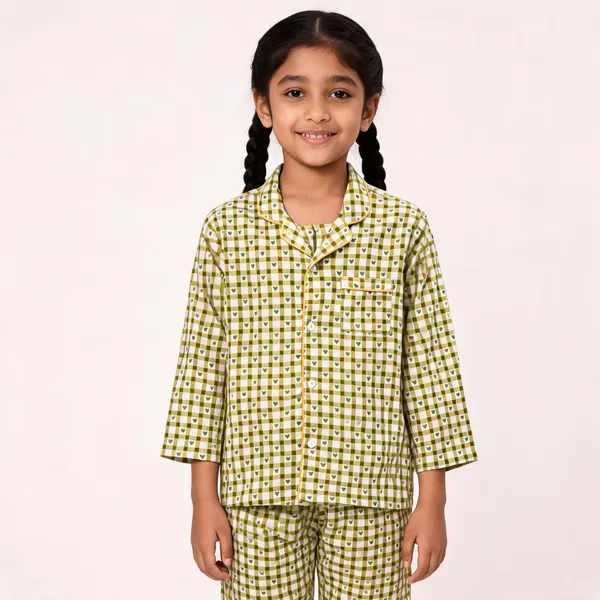 Green_Check_Cotton_Relaxed_Pyjama_Set_For_Boys_&_Girls